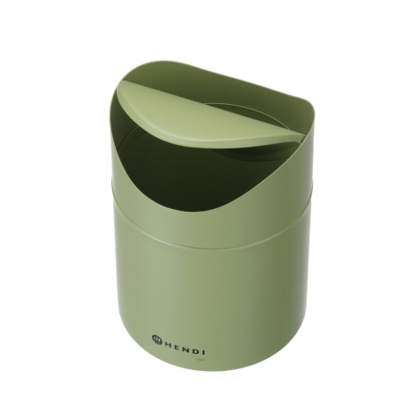 Mini poubelle de table professionnelle 1,2L, couvercle pivotant, m&eacute;tal vert - Hendi