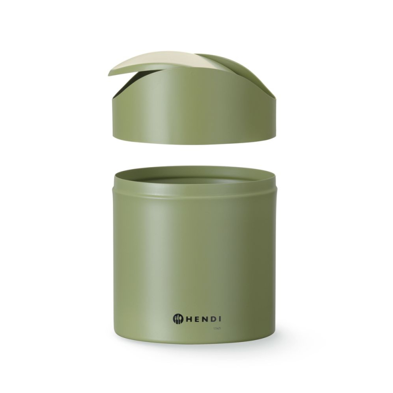 Mini poubelle de table professionnelle 1,2L, couvercle pivotant, m&eacute;tal vert - Hendi