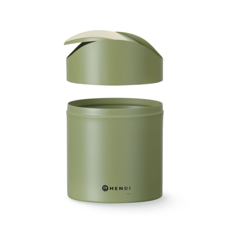 Mini poubelle de table professionnelle 1,2L, couvercle pivotant, m&eacute;tal vert - Hendi