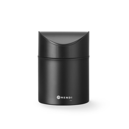 Mini Poubelle de Table M&eacute;tal Noir 1,2L avec Couvercle Pivotant Amovible - Hendi