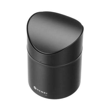 Mini Poubelle de Table M&eacute;tal Noir 1,2L avec Couvercle Pivotant Amovible - Hendi
