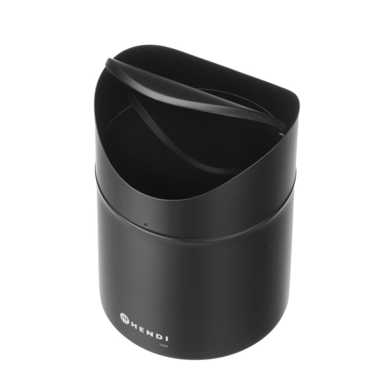 Mini Poubelle de Table M&eacute;tal Noir 1,2L avec Couvercle Pivotant Amovible - Hendi