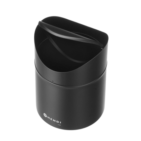 Mini Poubelle de Table M&eacute;tal Noir 1,2L avec Couvercle Pivotant Amovible - Hendi
