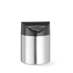 Poubelle de table en inox avec couvercle &agrave; bascule ABS noir ⌀120x170mm - Hendi