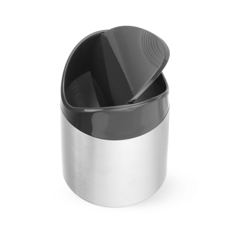 Poubelle de table en inox avec couvercle &agrave; bascule ABS noir ⌀120x170mm - Hendi