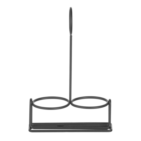 Support &agrave; condiments noir professionnel 135x65x200mm pour restauration - Hendi