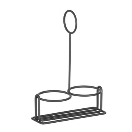 Support &agrave; condiments noir professionnel 135x65x200mm pour restauration - Hendi