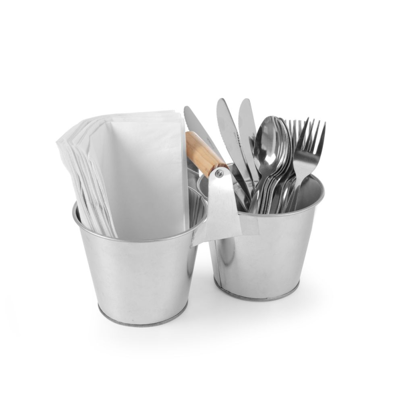 Seau double professionnel avec poign&eacute;e en bois, 190x95x(H)90mm - Hendi