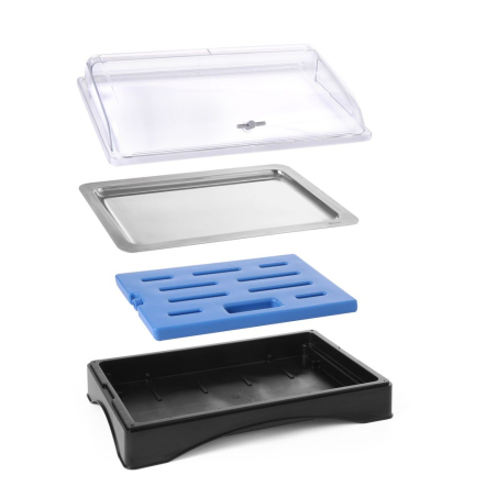 Vitrine r&eacute;frig&eacute;rante GN 1/1 avec couvercle, plateau inox, HENDI - Hendi