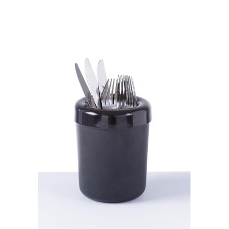 Poubelle de Table / Porte-Couverts Noir en M&eacute;lamine ⌀130x165mm - Hendi