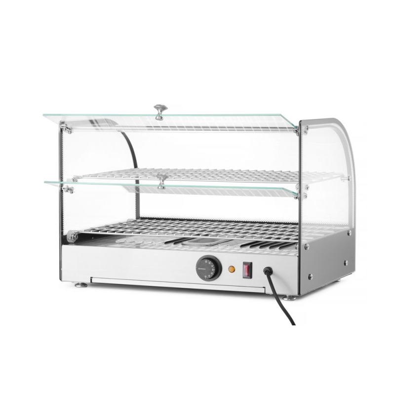 Vitrine de Table Chauffante Professionnelle 2 Niveaux 800W Noir - Hendi