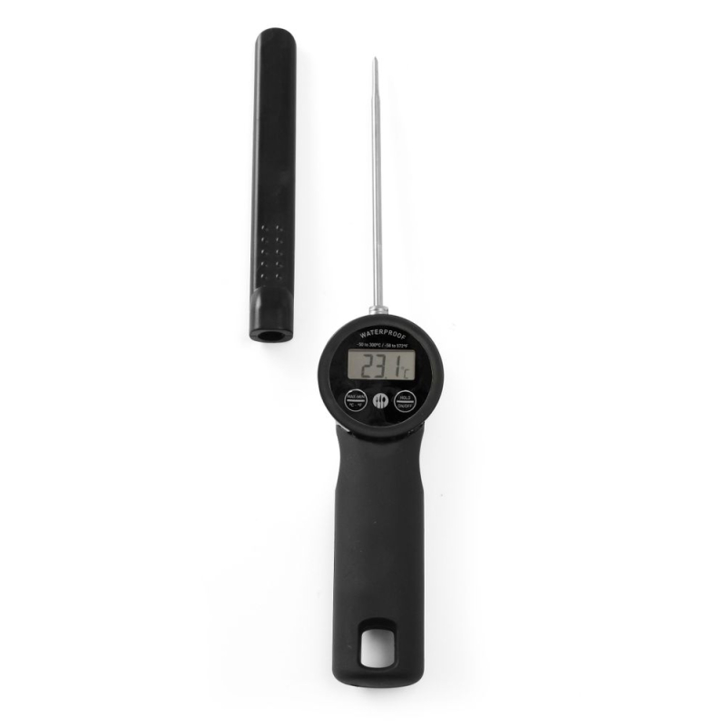 Thermom&egrave;tre de cuisine num&eacute;rique professionnel, &eacute;tanche (-50&deg;C &agrave; 300&deg;C) avec sonde inox 120mm - Hendi