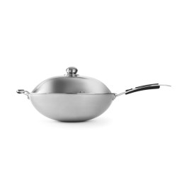 Wok Professionnel Profi Line, ⌀360mm, Acier Inox 3 Plis avec Couvercle - Hendi