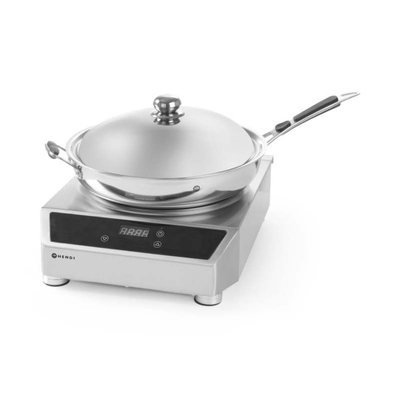 Wok &agrave; Induction Professionnel 3500W Profi Line avec Po&ecirc;le - Hendi