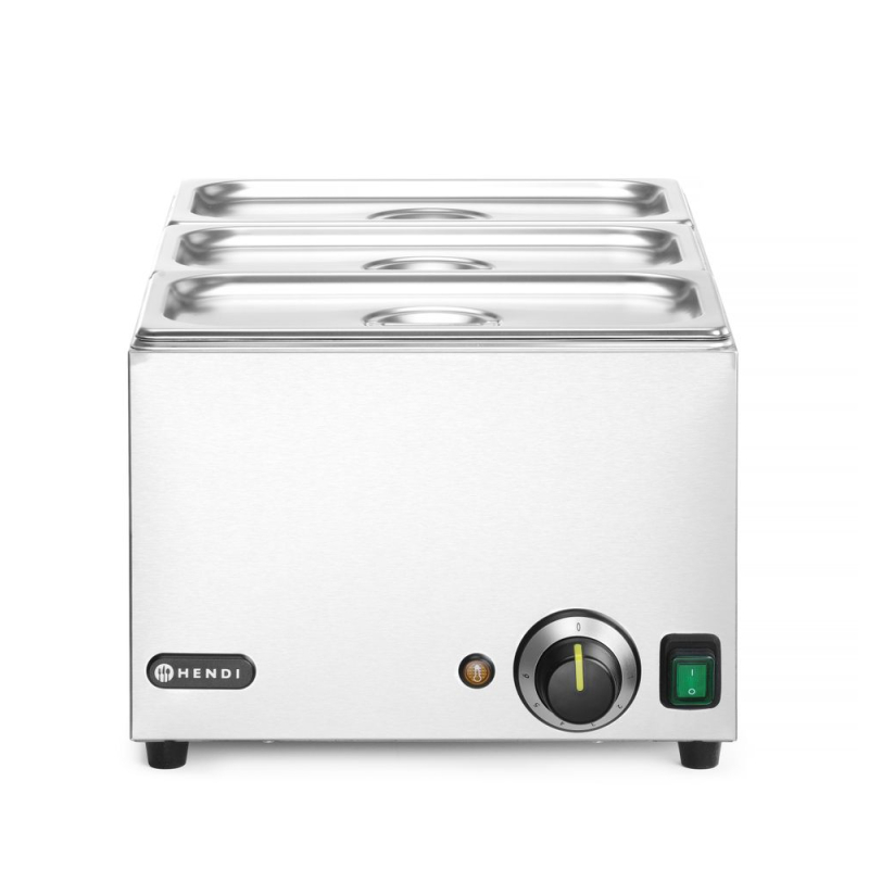 Bain-Marie Set Ranger avec 3 Bacs GN 1/3 et Couvercles, 1000W - Hendi