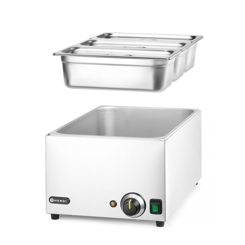 Bain-Marie Set Ranger avec 3 Bacs GN 1/3 et Couvercles, 1000W - Hendi