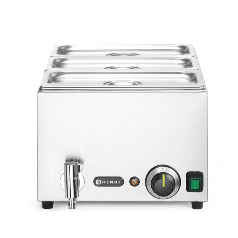 Set Bain-marie &eacute;lectrique GN 1/1 avec robinet vidange et 3 bacs GN 1/3 &ndash; RANGER - Hendi