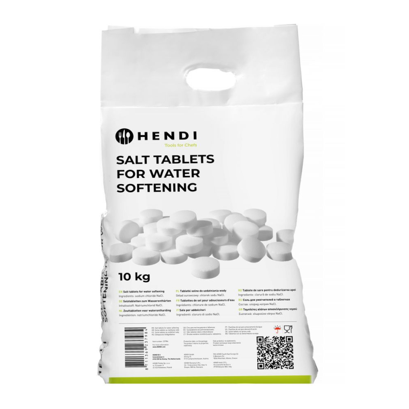 Pastilles de sel r&eacute;g&eacute;n&eacute;rant pour adoucisseur d&rsquo;eau, 10 kg - Hendi