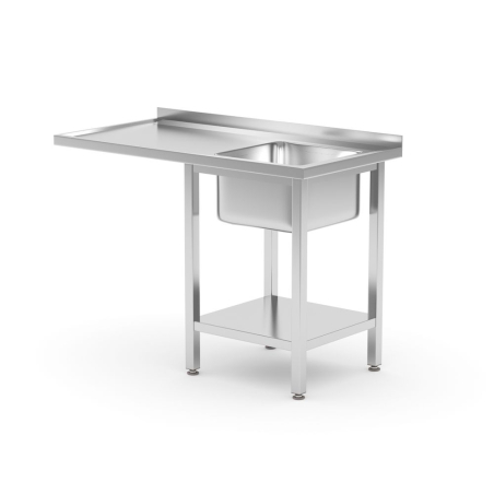Table &eacute;vier inox professionnelle, espace lave-vaisselle, &eacute;tag&egrave;re, 1200x700mm - Hendi