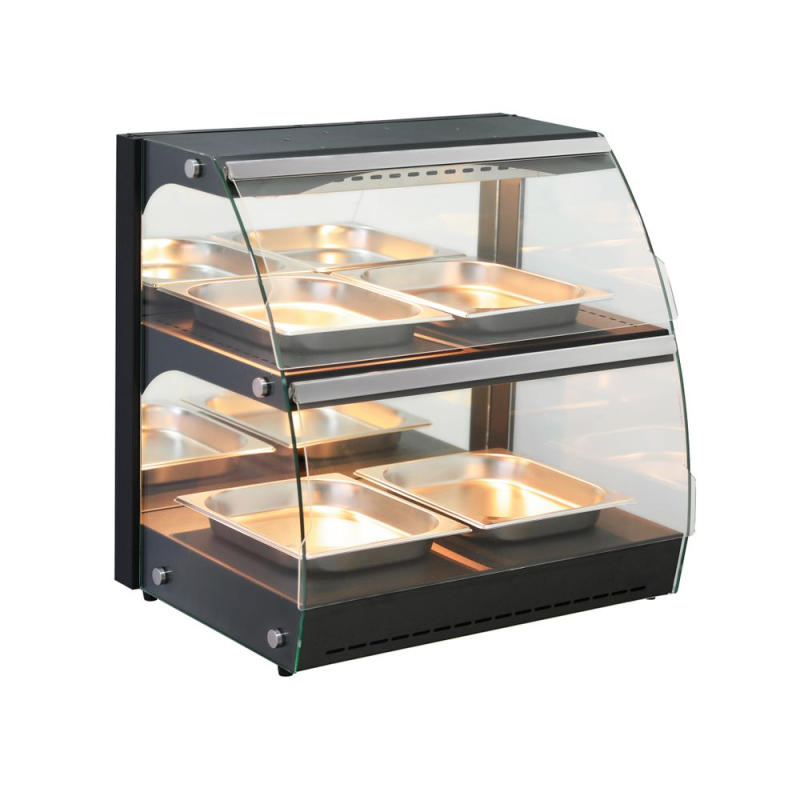 Vitrine chauffante de comptoir &agrave; quartz deux niveaux pour bacs GN - Hendi