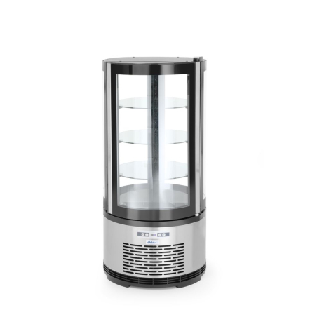 Vitrine de pr&eacute;sentation r&eacute;frig&eacute;r&eacute;e ronde pour p&acirc;tisserie, 100L, 0-6&deg;C - Hendi