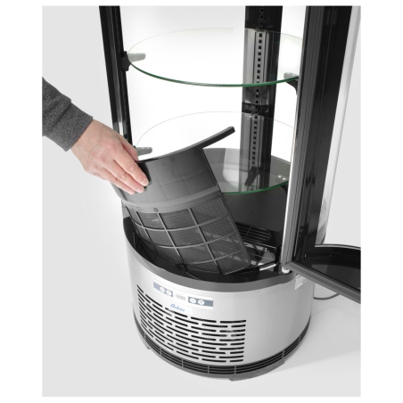 Vitrine de pr&eacute;sentation r&eacute;frig&eacute;r&eacute;e ronde pour p&acirc;tisserie, 100L, 0-6&deg;C - Hendi