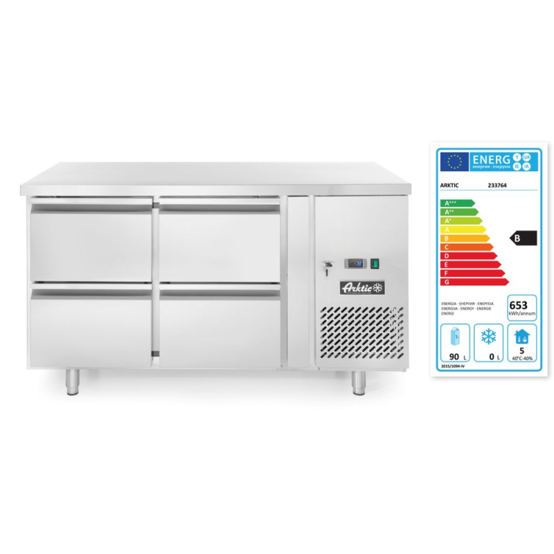 R&eacute;frig&eacute;rateur Comptoir Professionnel 4 Tiroirs Profi Line 280L - Hendi