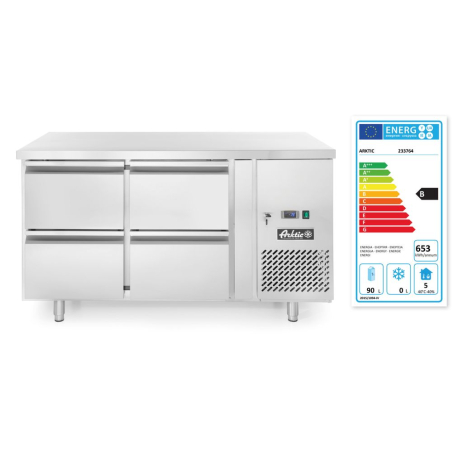 R&eacute;frig&eacute;rateur Comptoir Professionnel 4 Tiroirs Profi Line 280L - Hendi