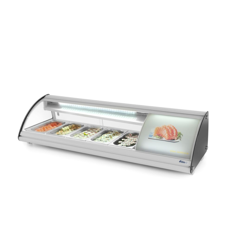 Vitrine r&eacute;frig&eacute;r&eacute;e professionnelle pour sushis 5x GN 1/3, Arktic - Hendi