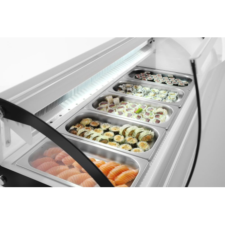 Vitrine r&eacute;frig&eacute;r&eacute;e professionnelle pour sushis 5x GN 1/3, Arktic - Hendi