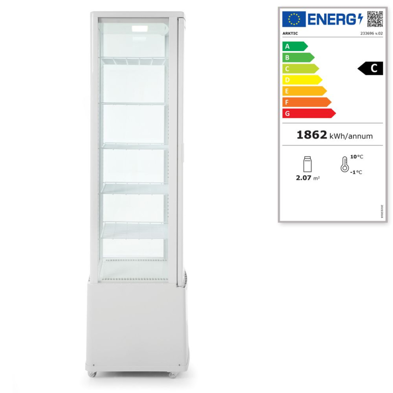 Vitrine r&eacute;frig&eacute;r&eacute;e professionnelle Arktic 270L, 0-6&deg;C, Blanc - Hendi