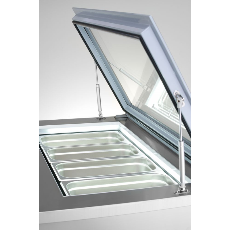 Vitrine R&eacute;frig&eacute;r&eacute;e N&eacute;gative Professionnelle pour Cr&egrave;me Glac&eacute;e - Cong&eacute;lateur Statistique -25&deg;C, 4 Bacs 5L - Hendi
