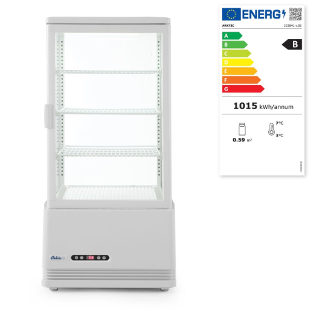 Vitrine de table r&eacute;frig&eacute;r&eacute;e 78L Blanc, Compresseur Inverter, 444x397x(H)940mm - Hendi