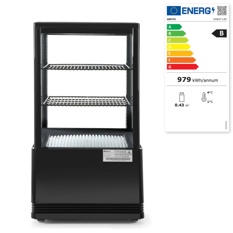 Vitrine de table r&eacute;frig&eacute;r&eacute;e 58 litres Arktic noir - Hendi