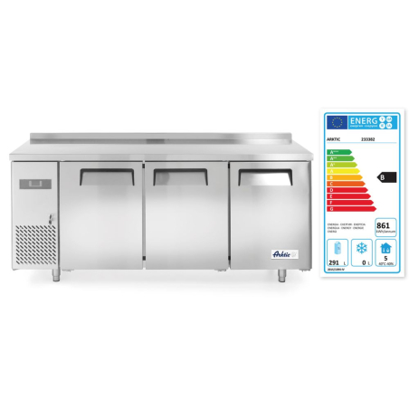 R&eacute;frig&eacute;rateur comptoir 3 portes Kitchen Line 390L, 1800x600x(H)886mm - Hendi