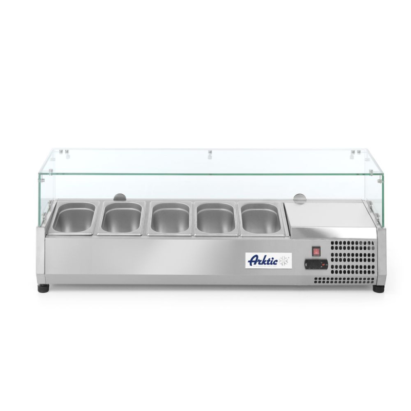 Vitrine r&eacute;frig&eacute;r&eacute;e professionnelle Arktic pour 5x Bacs GN 1/4, 1205mm x 335mm x 460mm - Hendi