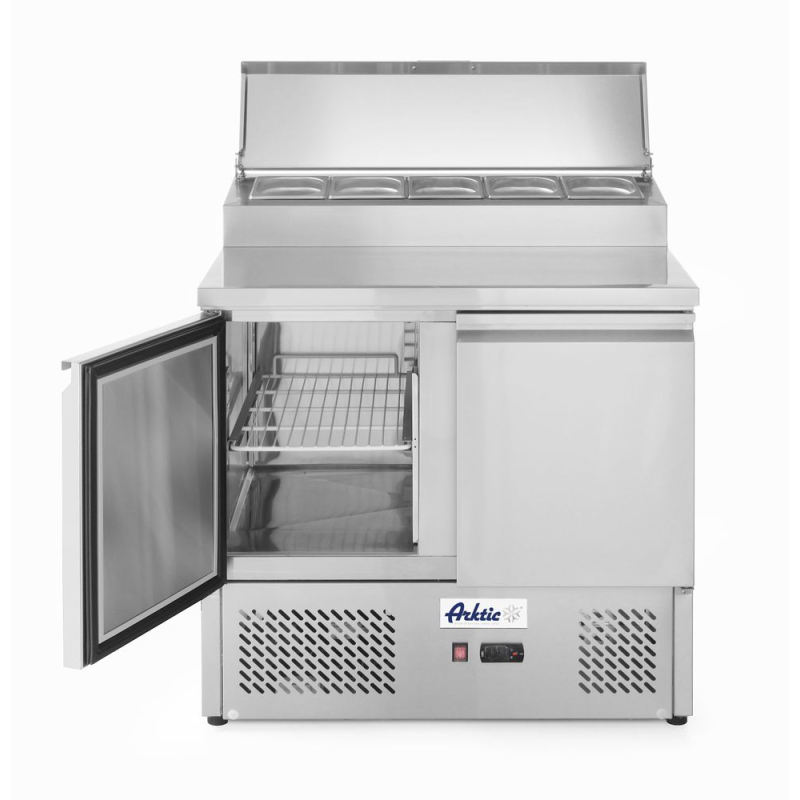 Saladette r&eacute;frig&eacute;r&eacute;e 2 portes 300L avec vitrine GN Arktic - Hendi