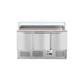 Saladette Pizza Professionnelle 3 Portes 380L R&eacute;frig&eacute;r&eacute;e, Arktic - Hendi