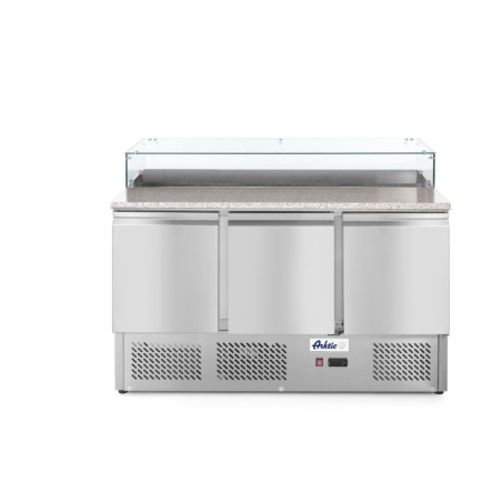 Saladette Pizza Professionnelle 3 Portes 380L R&eacute;frig&eacute;r&eacute;e, Arktic - Hendi