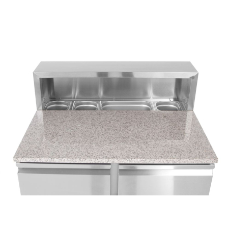 Saladette Pizza Professionnelle 2 Portes, 300L, R&eacute;frig&eacute;r&eacute;e, Acier Inox, 900mm - Hendi