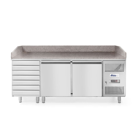 Saladette Pizza R&eacute;frig&eacute;r&eacute;e 2 Portes, 7 Tiroirs, 280L, 2020x802x1000mm - Hendi