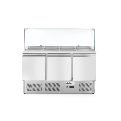 Saladette r&eacute;frig&eacute;r&eacute;e 3 portes Arktic, Vitrine en verre, 380L - Hendi