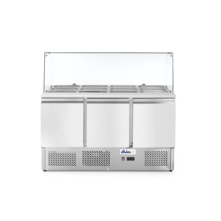 Saladette r&eacute;frig&eacute;r&eacute;e 3 portes Arktic, Vitrine en verre, 380L - Hendi