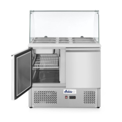 Saladette r&eacute;frig&eacute;r&eacute;e professionnelle 2 portes avec vitrine en verre 300L - Hendi