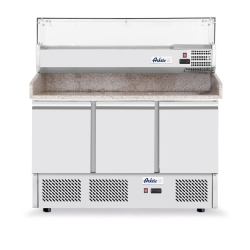Saladette Pizza R&eacute;frig&eacute;r&eacute;e 3 Portes, Vitrine R&eacute;frig&eacute;r&eacute;e, 1400mm, 254L - Hendi