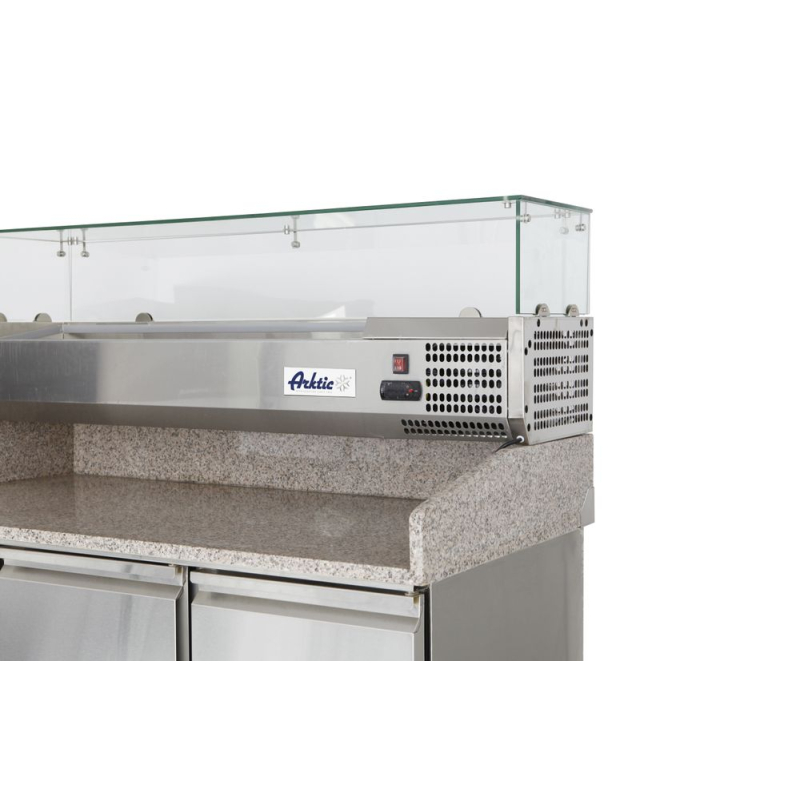 Saladette Pizza R&eacute;frig&eacute;r&eacute;e 3 Portes, Vitrine R&eacute;frig&eacute;r&eacute;e, 1400mm, 254L - Hendi