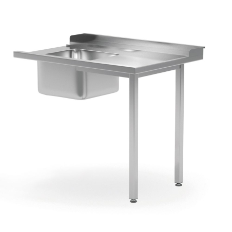 Table de chargement lave-vaisselle professionnelle acier inoxydable &eacute;vier int&eacute;gr&eacute; c&ocirc;t&eacute; gauche 1200x700 - Hendi