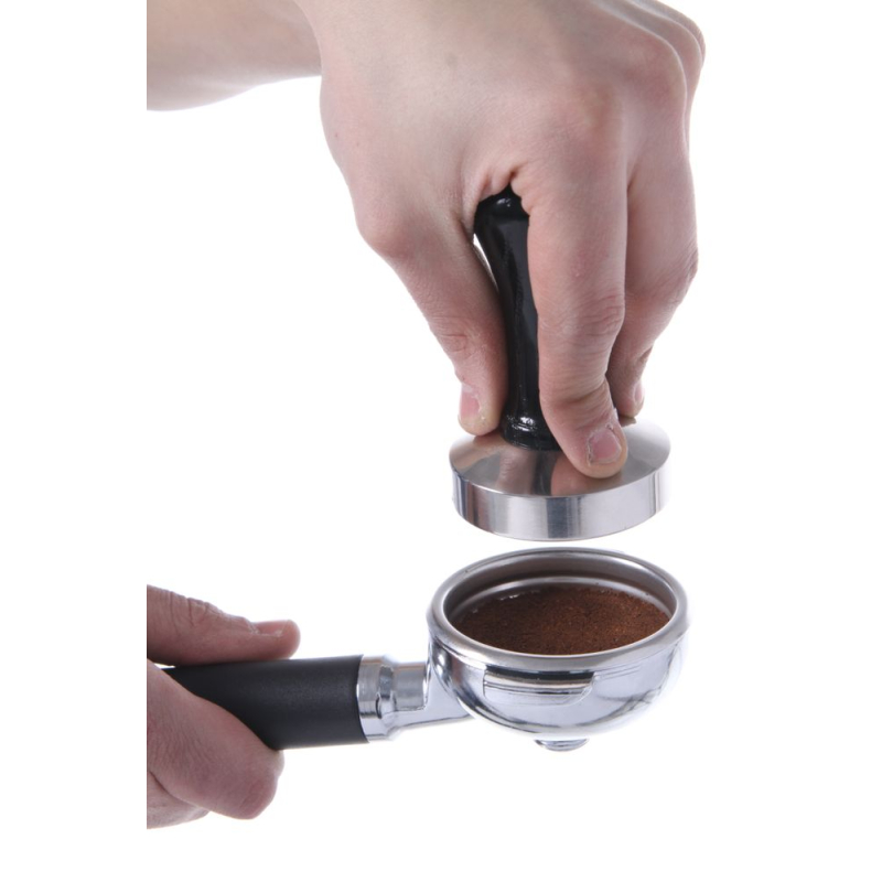 Tamper &agrave; caf&eacute; professionnel en inox avec manche en bois ⌀58mm - Hendi