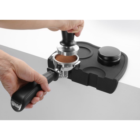 Tamper &agrave; caf&eacute; inox &agrave; ressort, manche aluminium noir, ⌀58mm - Hendi