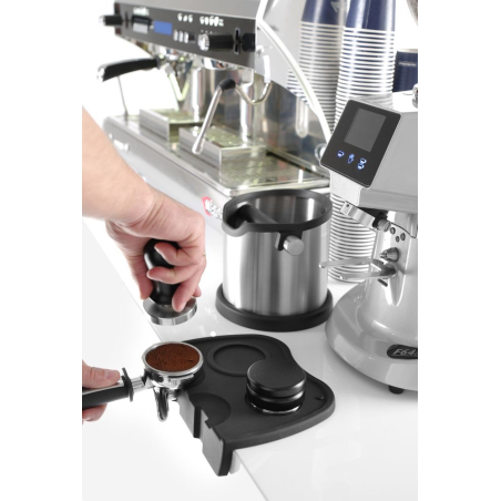 Tamper &agrave; caf&eacute; inox &agrave; ressort, manche aluminium noir, ⌀58mm - Hendi